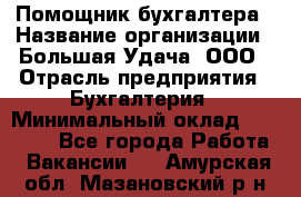 Помощник бухгалтера › Название организации ­ Большая Удача, ООО › Отрасль предприятия ­ Бухгалтерия › Минимальный оклад ­ 30 000 - Все города Работа » Вакансии   . Амурская обл.,Мазановский р-н